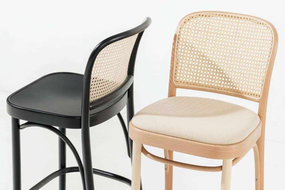 No. 811 Bentwood Stool by Ton - Cane Back - Image 13