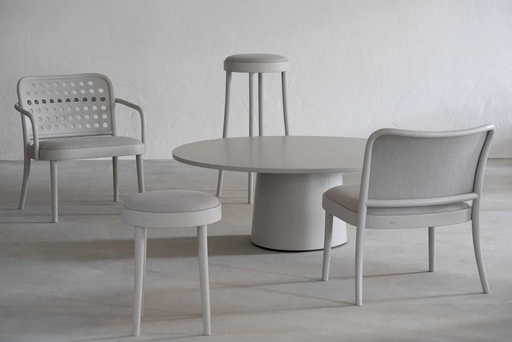 822 Bentwood Low Stool / Upholstered Seat by Ton - Image 10