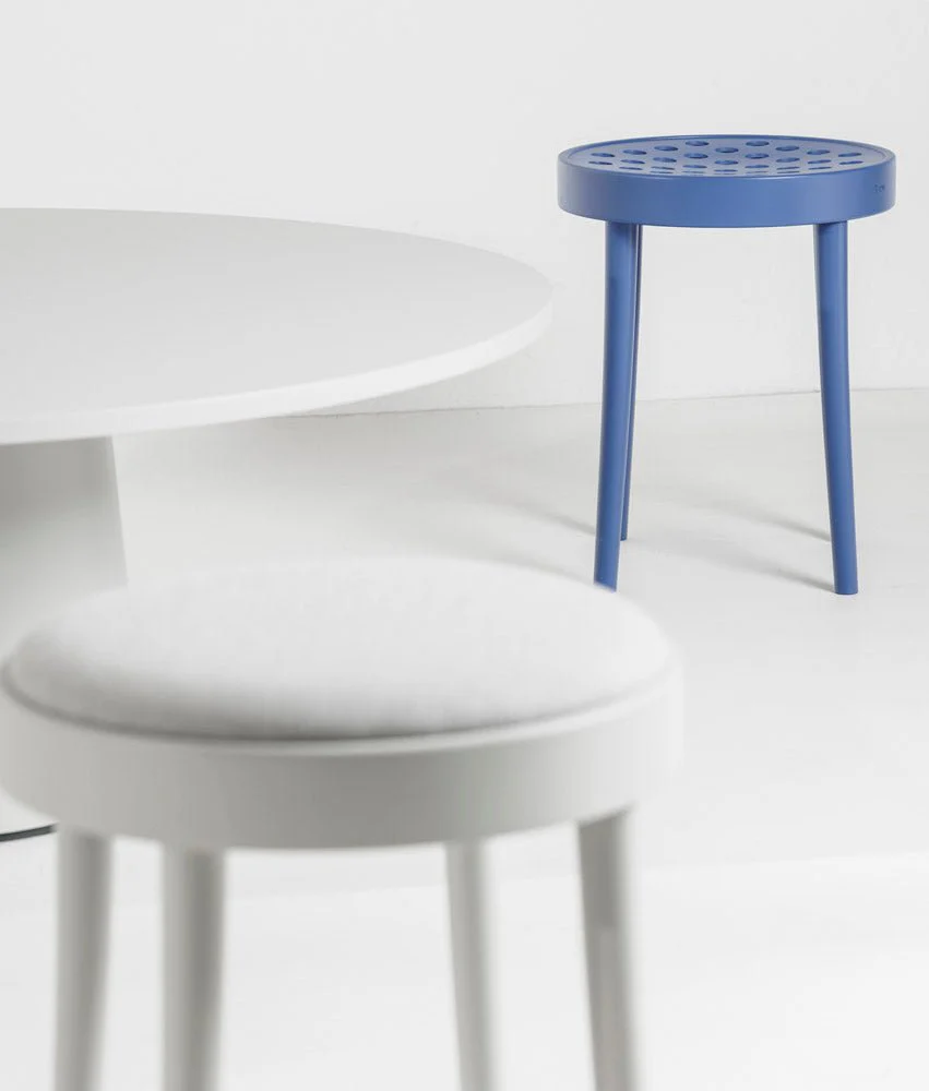 822 Bentwood Low Stool / Upholstered Seat by Ton - Image 7
