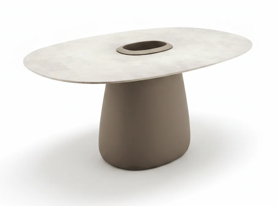 Cobble Dining Table with Stoneware Top by Qeeboo