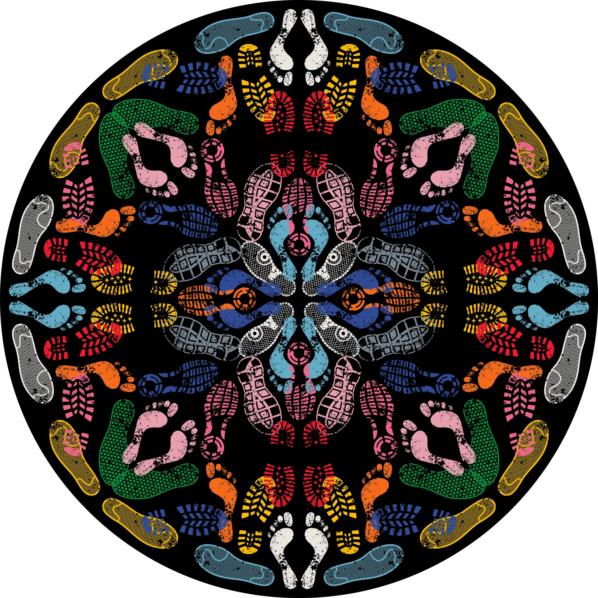Let's Dance Human Traces Dark Round Carpet by Qeeboo