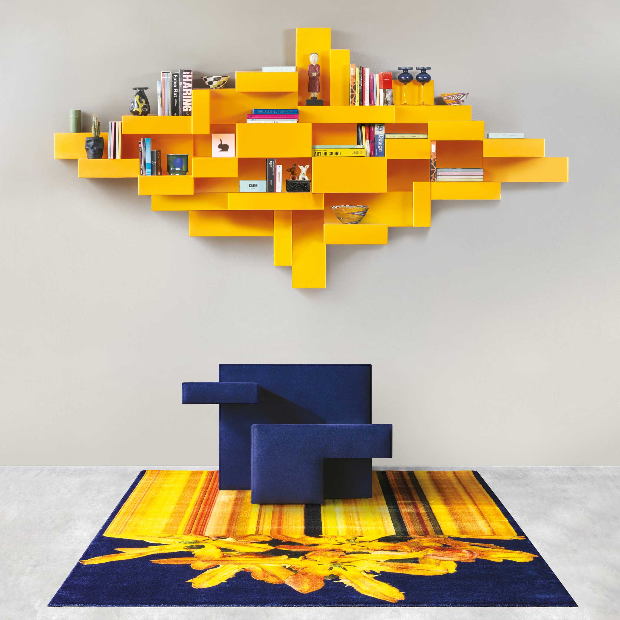 Glitch Yellow Rectangular Carpet by Qeeboo - Image 4