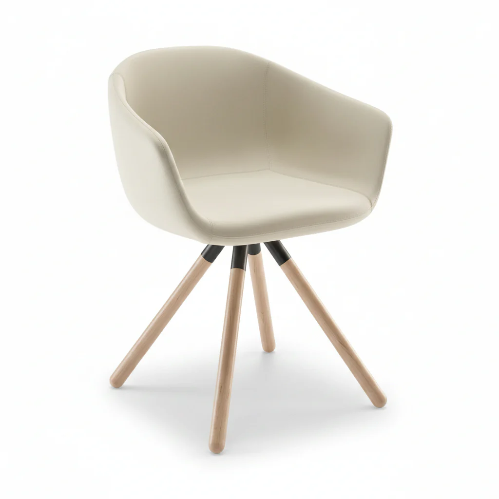 Lucrezia Armchair with Pyramid Wood Base by BBB