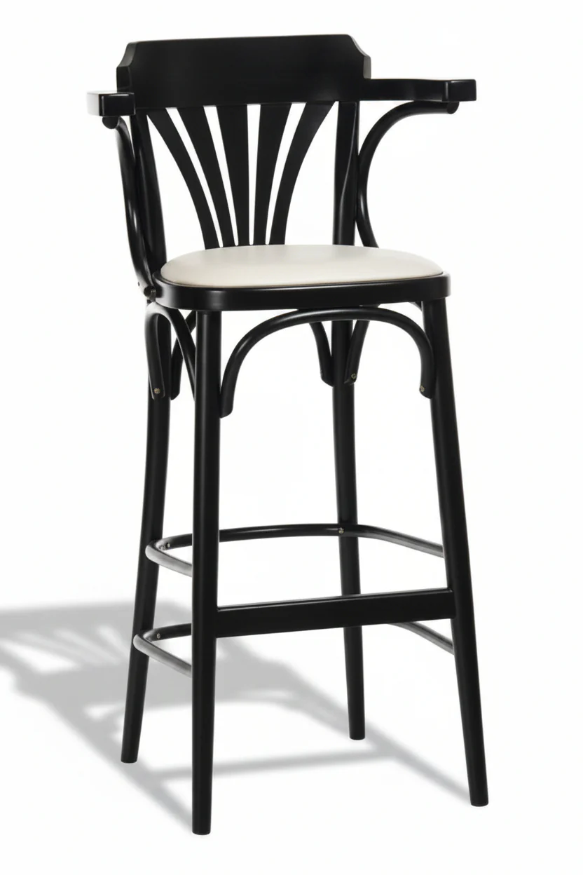 Michael Thonet No. 135 Bentwood Stool by Ton (Upholstered)