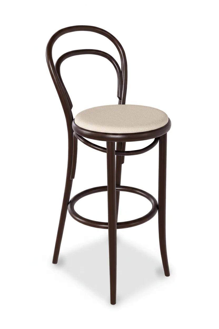 Michael Thonet No. 14 Bentwood Stool by Ton (Upholstered)