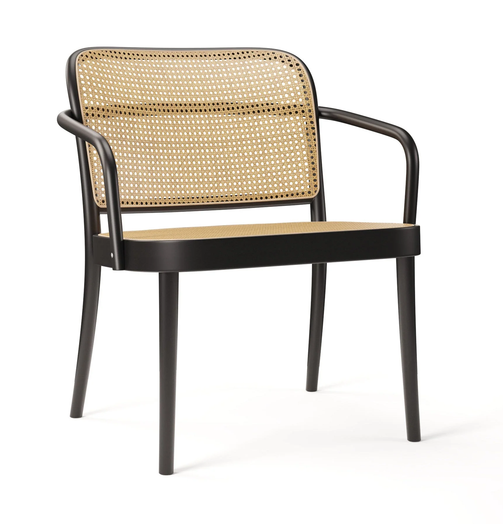 No. 811 Bentwood Lounge Armchair by Ton - Cane Seat and Back