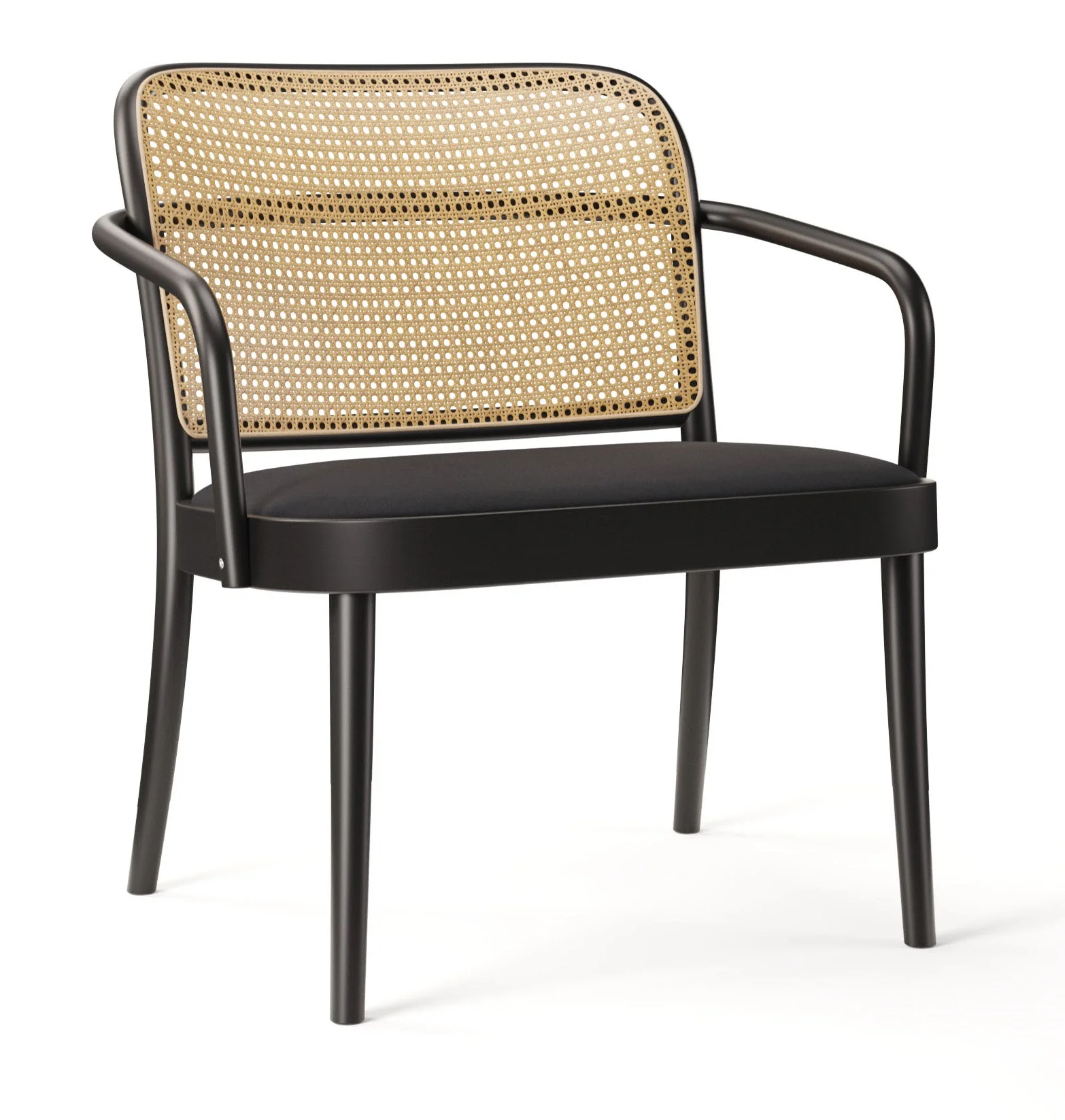 No. 811 Bentwood Lounge Armchair by Ton - Upholstered Seat / Cane Back