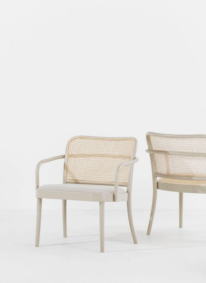 No. 811 Bentwood Lounge Armchair by Ton - Upholstered Seat / Cane Back - Image 17