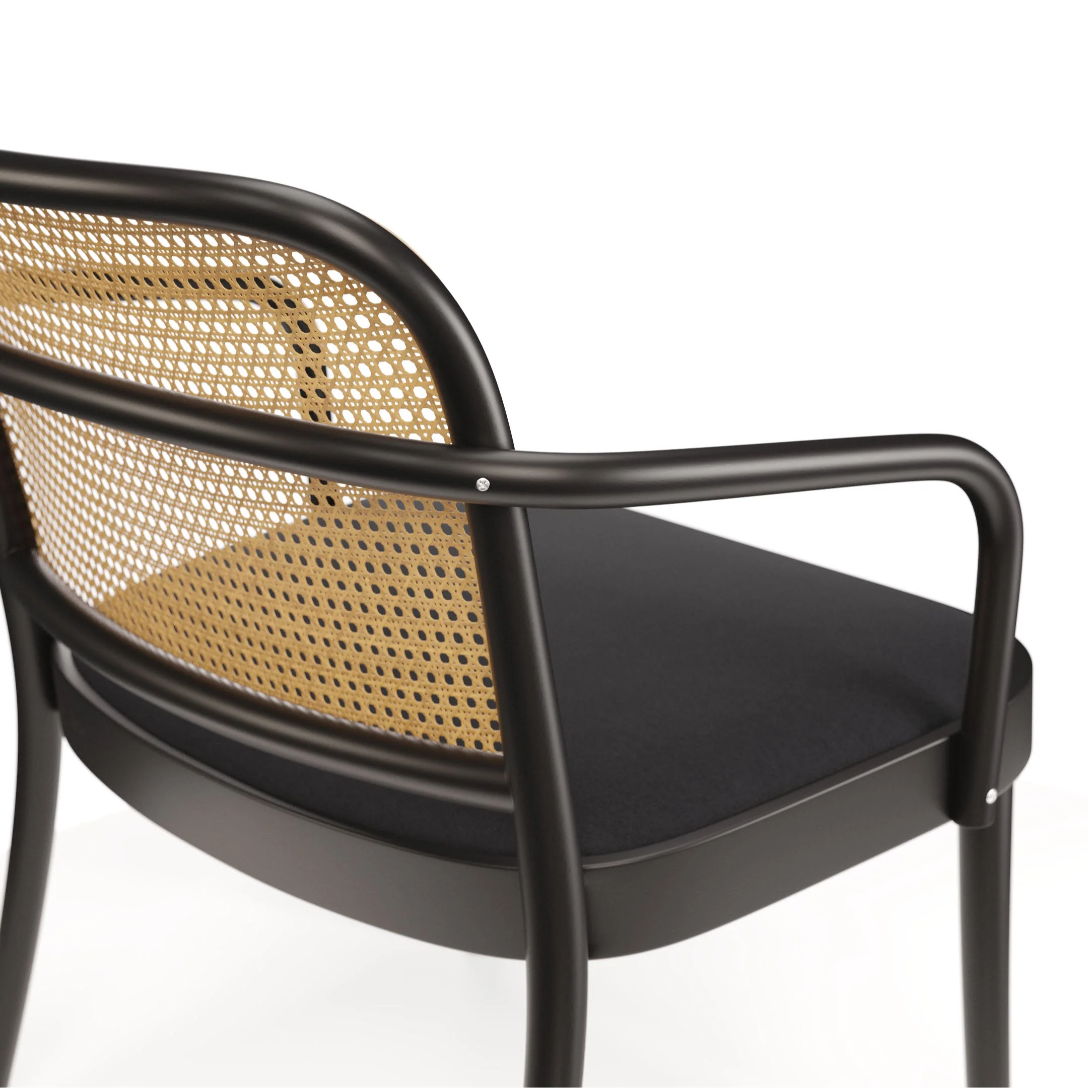 No. 811 Bentwood Lounge Armchair by Ton - Upholstered Seat / Cane Back - Image 3