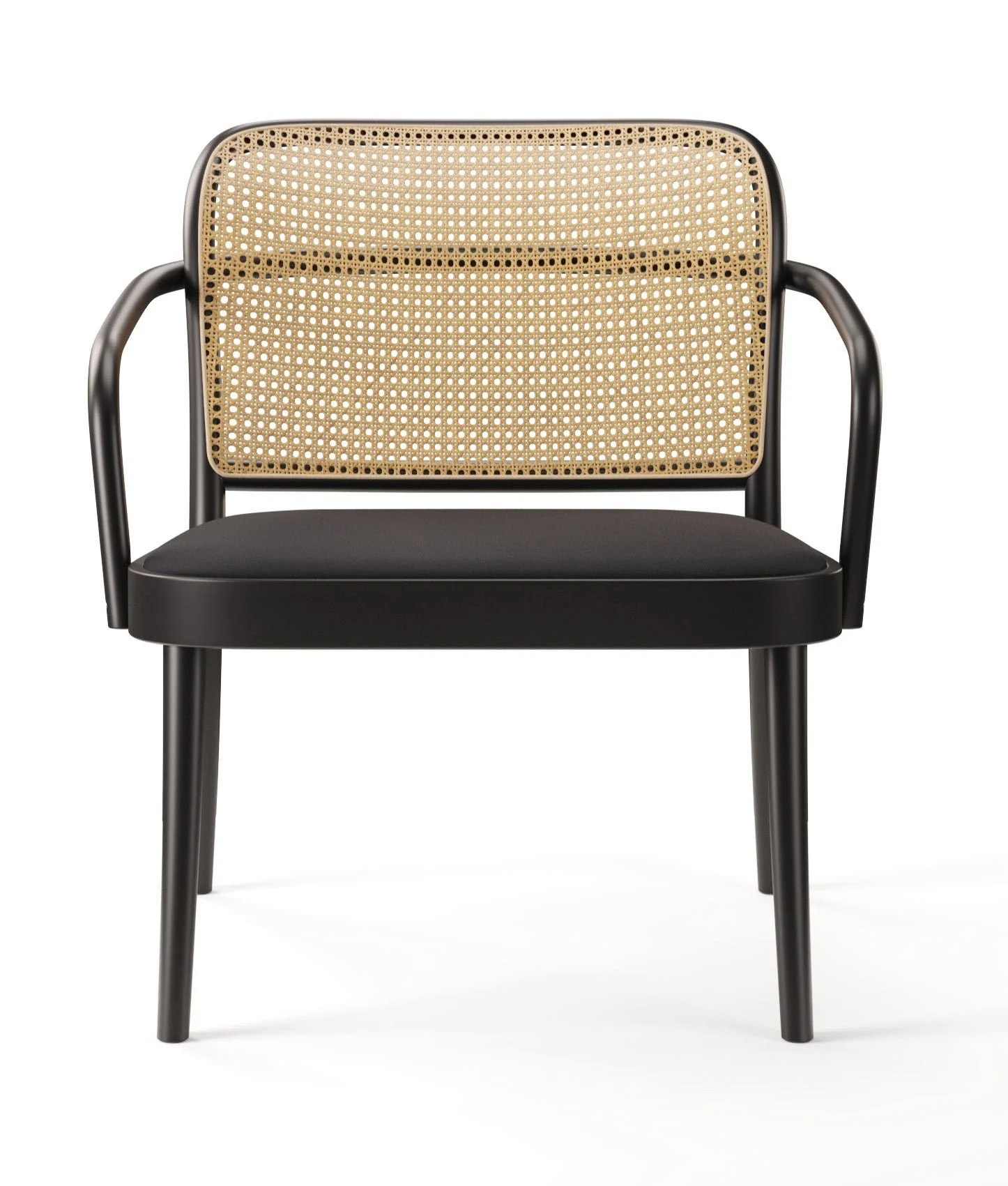 No. 811 Bentwood Lounge Armchair by Ton - Upholstered Seat / Cane Back - Image 4