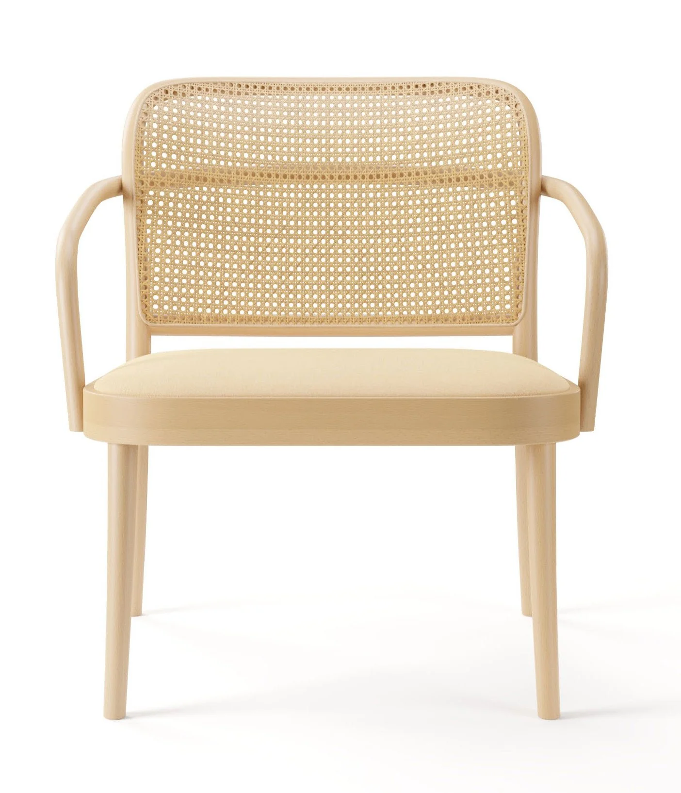 No. 811 Bentwood Lounge Armchair by Ton - Upholstered Seat / Cane Back - Image 8