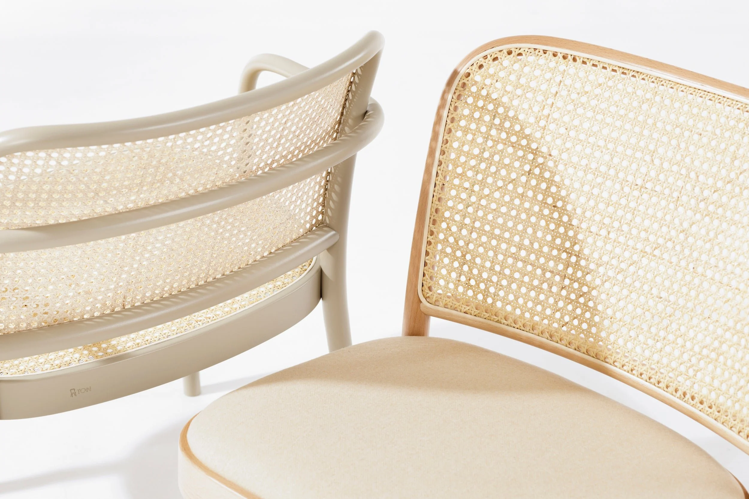 No. 811 Bentwood Lounge Chair by Ton - Upholstered Seat / Cane Back - Image 15