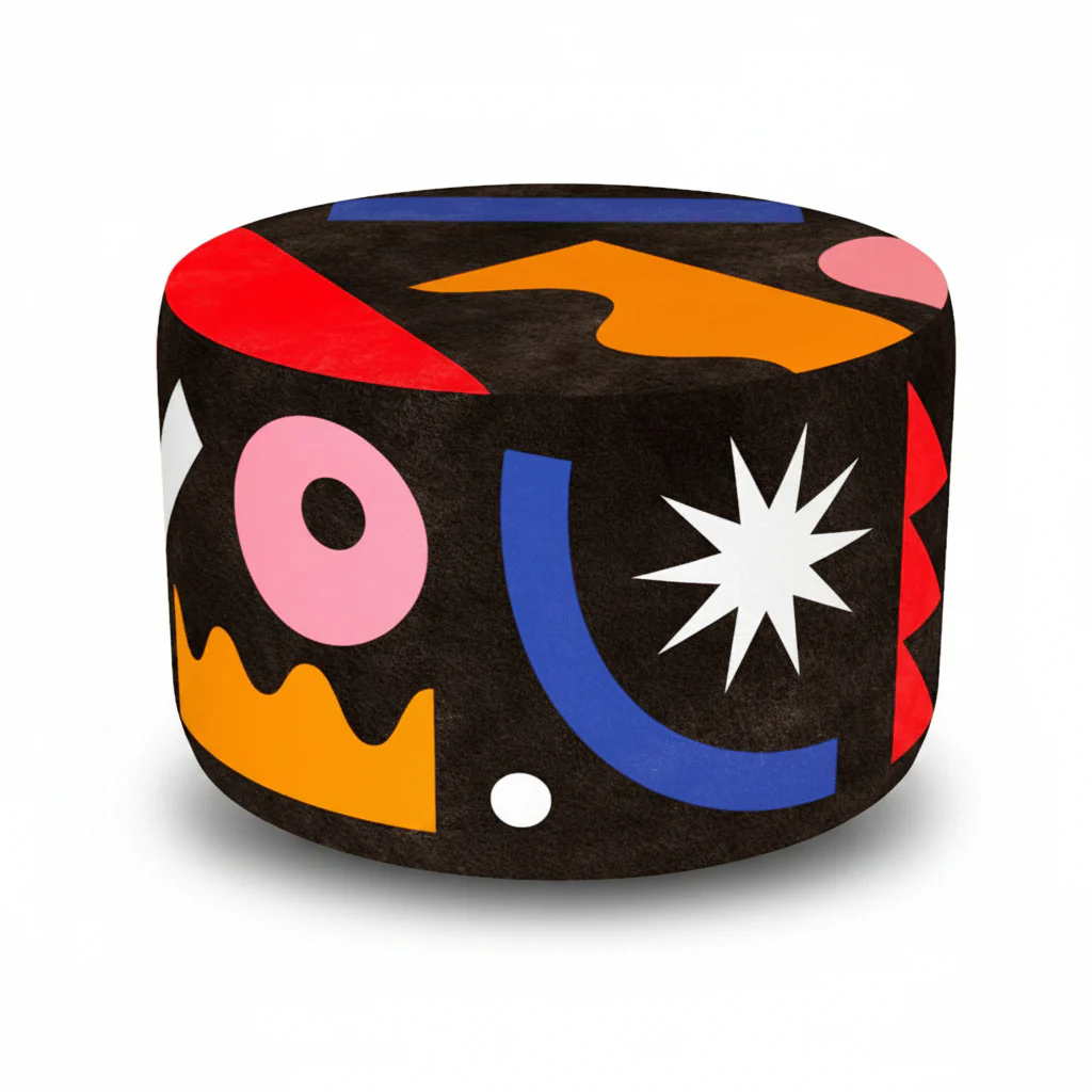 Oggian Landscape Black M Pouf by Qeeboo