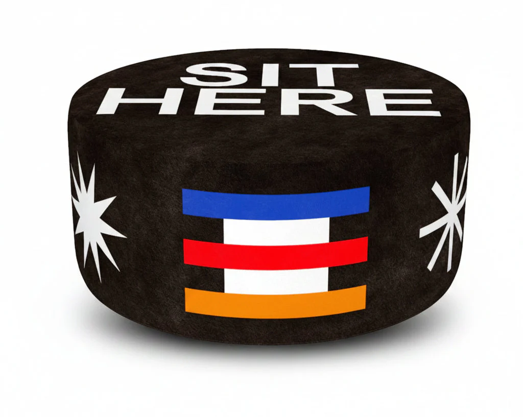Oggian Sit Here Black Pouf by Qeeboo