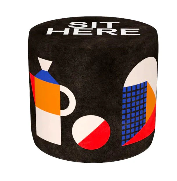 Oggian Sit Here Black Pouf by Qeeboo - Image 2