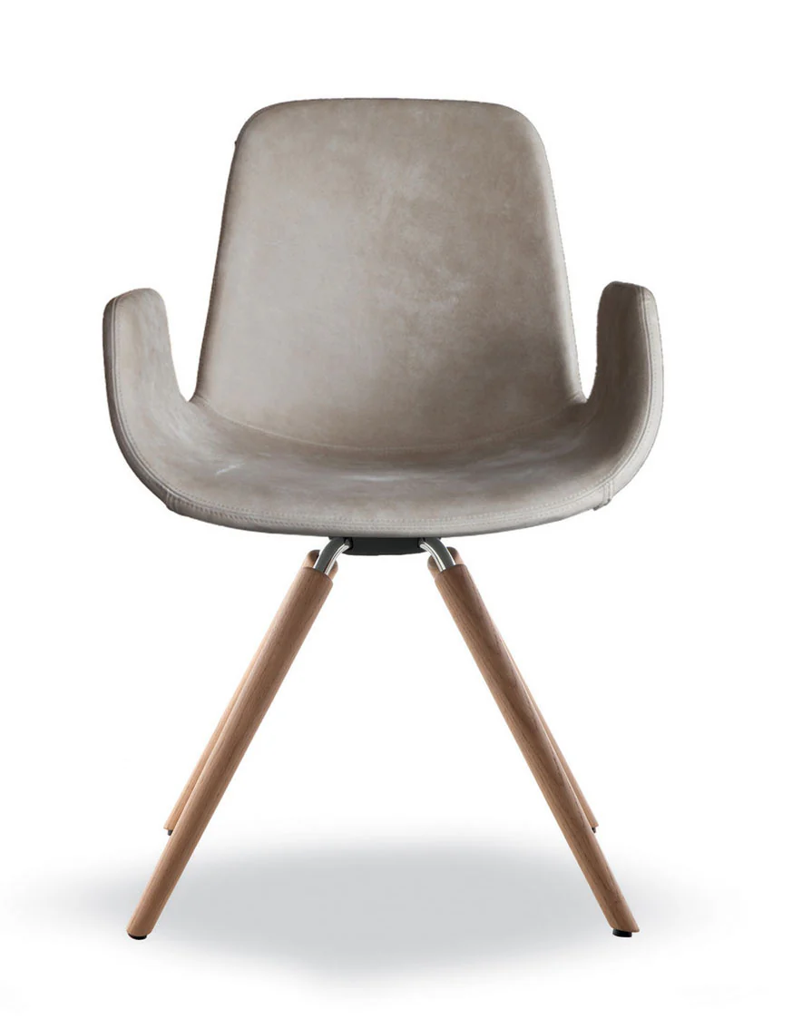Step Armchair Upholstered with Wood Base 904.32 by Tonon
