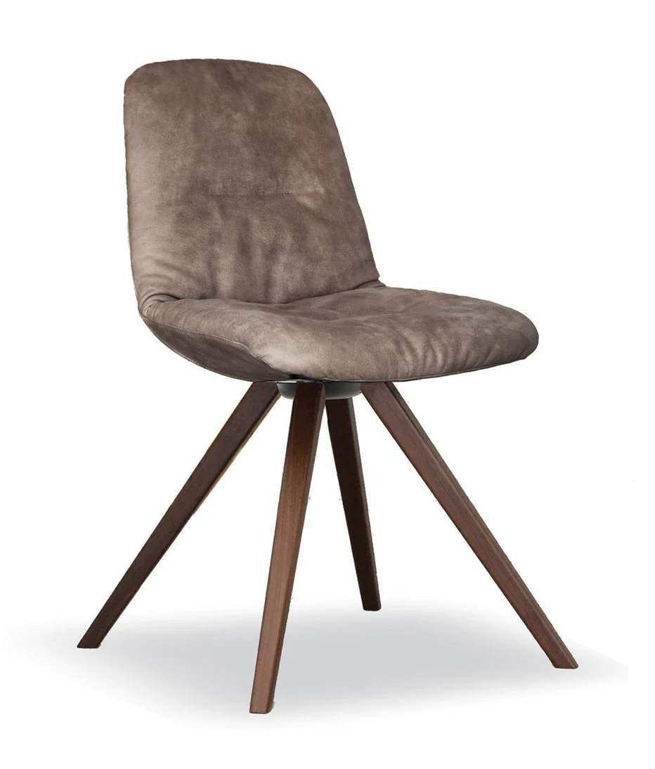 Step Chair Soft Upholstered Seat Wood Base 9W4 by Tonon