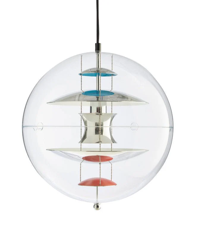 VP Globe Pendant 11" Chrome/Red/Blue by Verner Panton