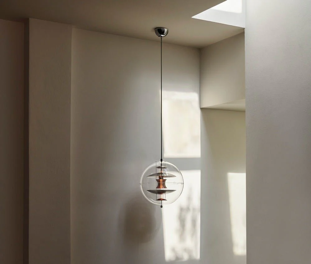 VP Globe Pendant 16" Brushed Aluminum/Orange by Verner Panton - Image 5