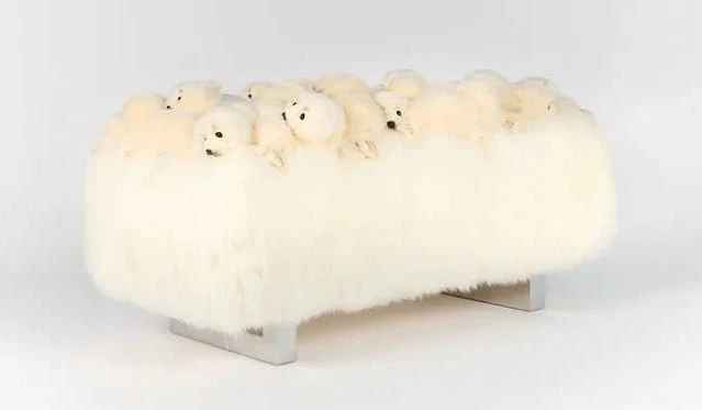 White Love Fluffy Bench by AP Collection