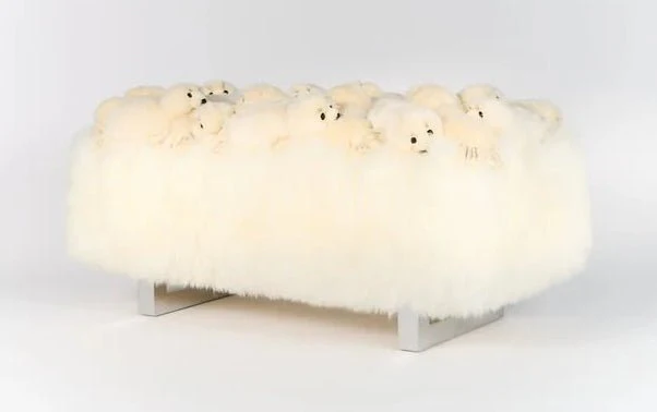 White Love Fluffy Bench by AP Collection - Image 4